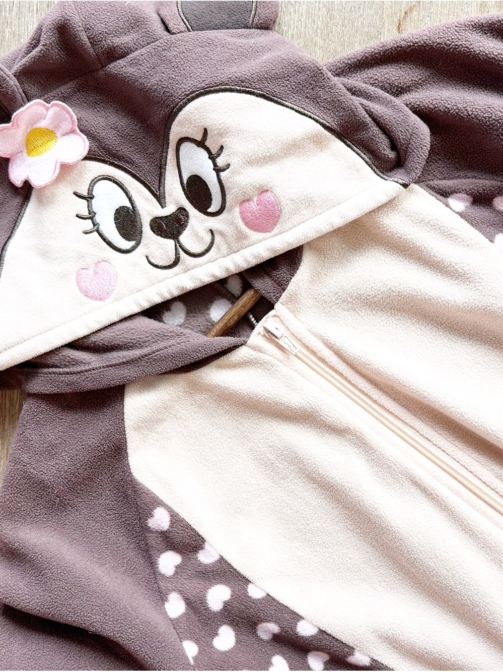 George Animal Onesie Fleece Hooded Adult Pajamas Plush Chipmunk Brown Pink Med